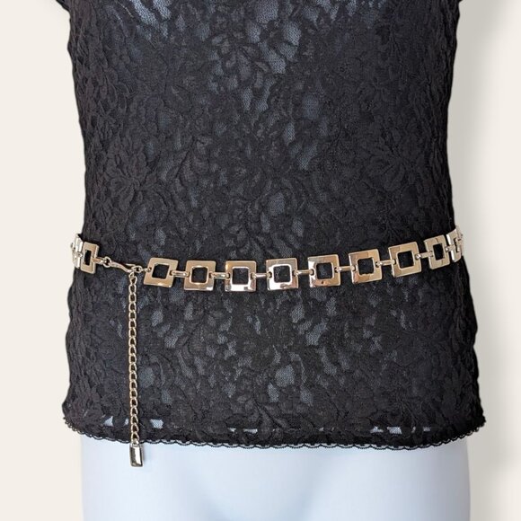 (2/$20) Vintage Square Metal Link Belt - Picture 1 of 6